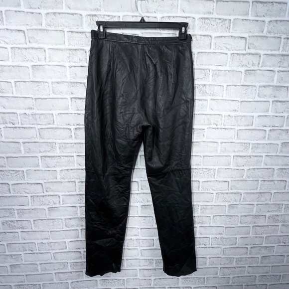 Like New |•JACQUELINE FERRAR•| Vintage Black Genuine Leather Pants - Picture 2 of 4